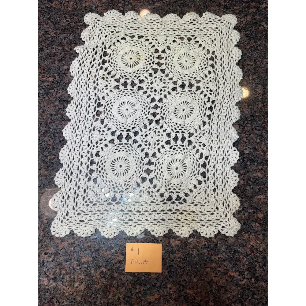 Vintage Crochet Lace Cream Doily 10.5